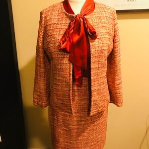 Talbots Boucle Suite with silk blouse.